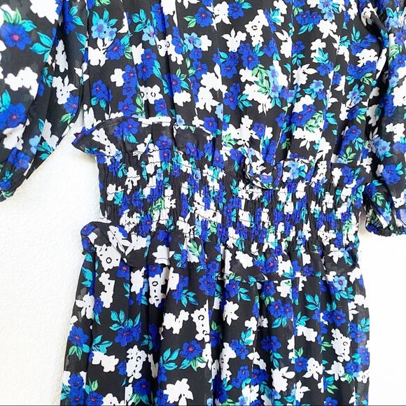 Boohoo Floral Chiffon Puff Sleeve Midi Dress Size 4 - Picture 10 of 15